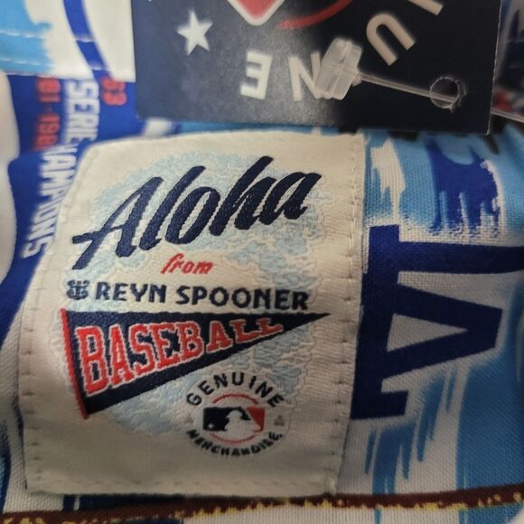 Los Angeles Aloha Dodgers Shirt Mens Sz L Reyn Spooner MLB Hawaiian Baseball New - Picture 6 of 16